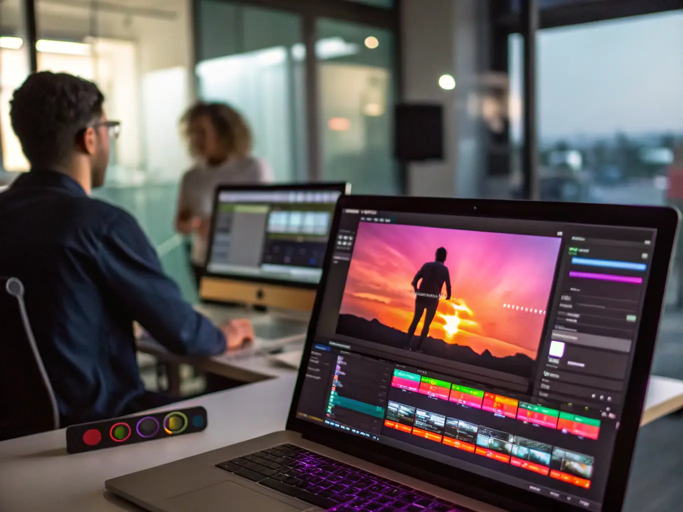 A dynamic graphic illustrating the speed of NetSeguro AI's website creation process, showing a website being built in minutes with AI assistance.
